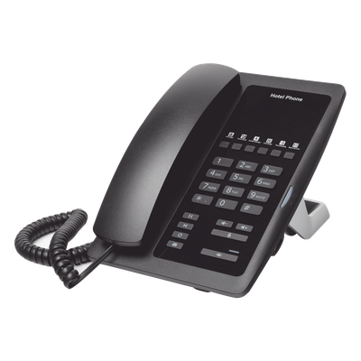 Teléfono IP para Hotelería / 6 Teclas Programables Hotline / PoE 802.3af / 2 Puertos Ethernet 10/100 Mbps / VxWorks / Sin Pantalla