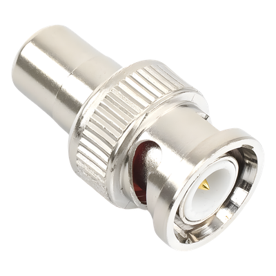 Adaptador en Línea / 75 Ohm / BNC Macho a RCA Hembra / 13.9 mm x 27 mm / 0.55 in x 1.06 in