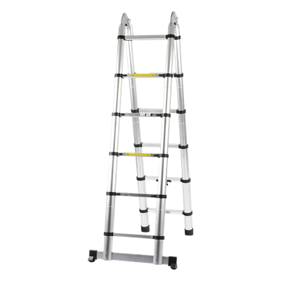 Escalera Telescópica / Aluminio / Tipo Tijera / 3.8 m (12.5 ft) / 150 kg / Plegable