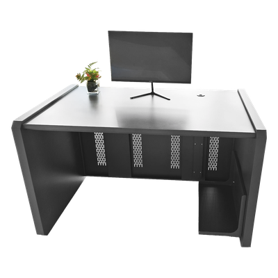 Escritorio de Monitoreo Profesional / 1300 x 750 x 800 mm / Metal de Alta Resistencia / Tapas Retirables / 100 kg / Gris Oxford