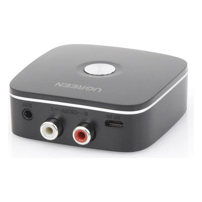 Receptor de Audio Bluetooth / Bluetooth 5.0 con EDR / Salida Dual 3.5mm y RCA / Alcance 10 m (32.8 ft) / 8 Horas de Batería / Reconexión Automática