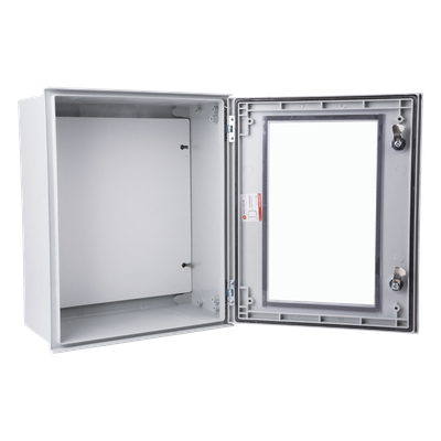 Gabinete de Poliéster IP65 / Puerta Transparente / 400 x 500 x 200 mm / Carga 30 kg / Placa Trasera Incluida / Uso en Intemperie