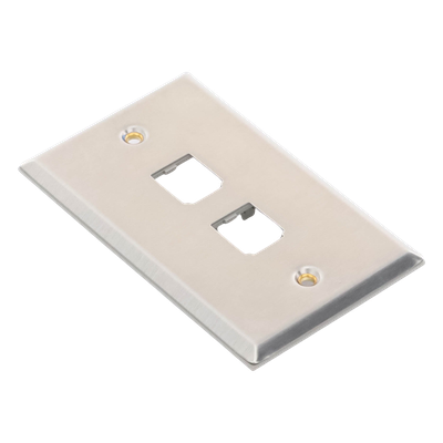 Placa de Pared Vertical / Acero Inoxidable Grado 304 / 2 Puertos Mini-Com / 2.75 x 4.5 pulgadas