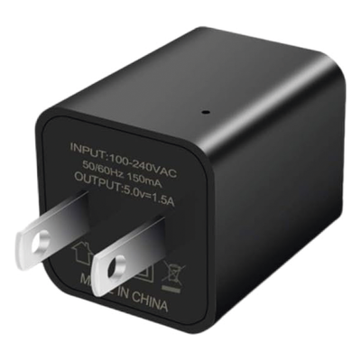 Cámara Oculta en Cargador de Pared / 2 Megapixel 1080P / Grabación Continua o por Movimiento / Detección Inteligente 1-2 m (3.3-6.6 ft) / Memoria 8GB / Expansión MicroSD 128GB