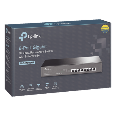 Switch PoE+ / 8 Puertos Gigabit / 126W Total / 30W por Puerto / Escritorio o Rack