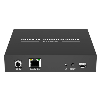 Receptor de Audio sobre IP / PCM 2.0 / Transmisión 120 m (393.7 ft) / Matriz 256x256 / Múltiples Interfaces Analógicas / Protección ESD / Bajo Consumo ≤2 W