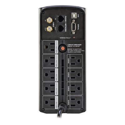 UPS de 1000 VA / 600 W / Topología Línea Interactiva / 9 Tomas NEMA 5-15R / AVR / Pantalla LCD / Supresión 1080 J