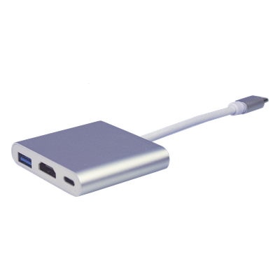 Adaptador Multipuerto USB-C / HDMI 4K / USB 3.0 5 Gbps / Carga PD 65W / 3-en-1 / Plug and Play