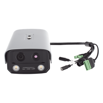 Cámara IP de Detección Térmica de Incendios / Doble Lente 4 MP Óptico + 1 MP Térmico / Rango 0 a 400 °C / Precisión ±2 °C / IP66 / WDR 120 dB