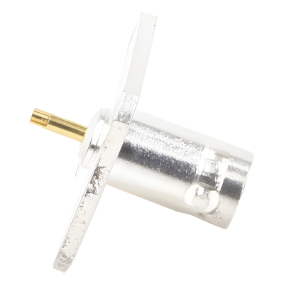 Conector BNC Hembra / Soldable para Chasis / 4 Perforaciones 18 mm (0.59 ft) / Compatible UG-177/U