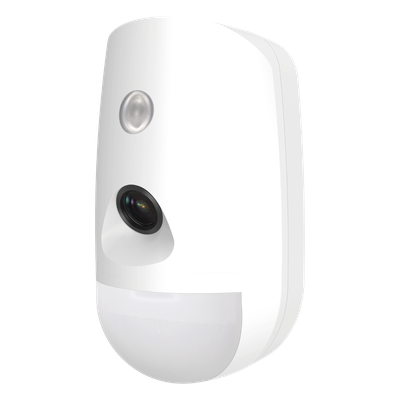 Detector PIR con Cámara Integrada / Full HD 1080p / Detección 12 m (39.4 ft) / Ángulo 85.9° / Inmunidad Mascotas 30 kg / Bus Híbrido