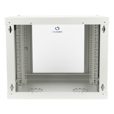 Gabinete de Pared 9U / Rack 19" / Cristal Templado / Profundidad 479.5 mm / Carga 80 kg / Acero Reforzado