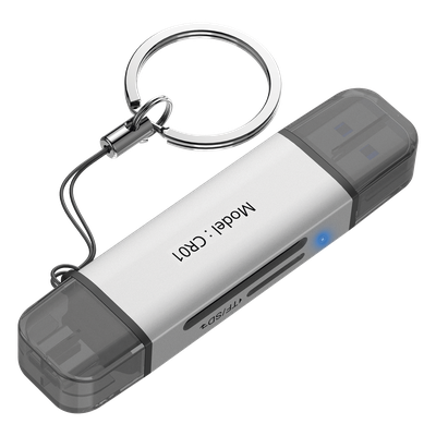 Lector de Tarjetas / USB 3.2 5 Gbps / Dual USB-A y USB-C / SD y Micro SD Simultáneo / Aluminio 73 mm