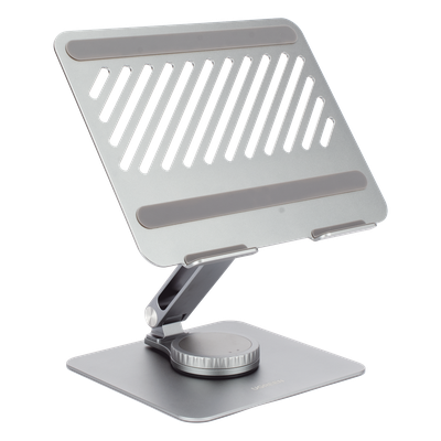 Soporte Giratorio para Laptop / Rotación 360° con Bloqueo / Aluminio / Carga 5 kg / 10 a 17.3" / Altura y Ángulo Ajustable / Plegable