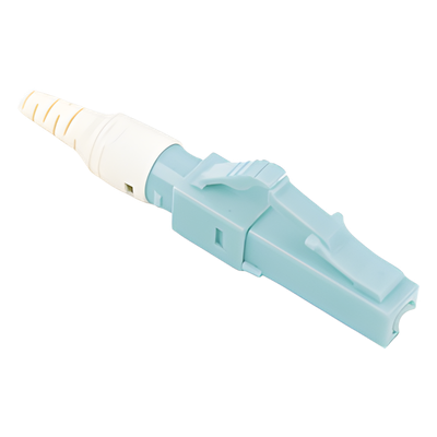 Conector de Fibra Óptica / Pre-Pulido / LC Simplex / Multimodo 50/125 OM3-OM4 / Re-Terminable / 0.20 dB Pérdida / Color Aqua