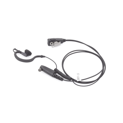 Micrófono-Audífono Profesional / Gancho Ajustable en Forma de G / Cable con Resorte / PTT de Solapa / Compatible con Radios Hytera y Telox