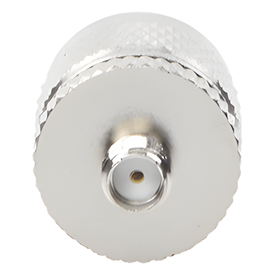 Adaptador RF en Línea / SMA Hembra a UHF Macho (PL-259) / Cuerpo Bronce Niquelado / Contacto Oro / Aislante Teflón