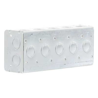 Caja Multigang / 5 Gang / Profundidad 2.5 in / 19 Entradas 1/2"-3/4" / Capacidad 79.5 cu. in / Acero Galvanizado