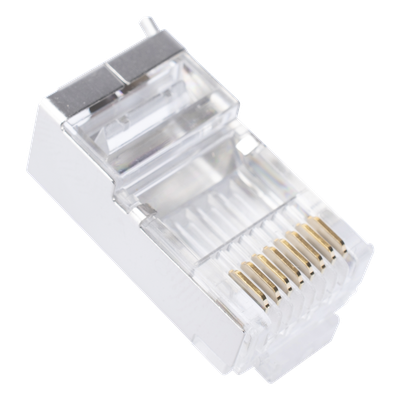 Plug Modular RJ45 / Cat6 Blindado / Pin de Tierra / Chapado Oro 30 Micras / 23 AWG / 100 Piezas