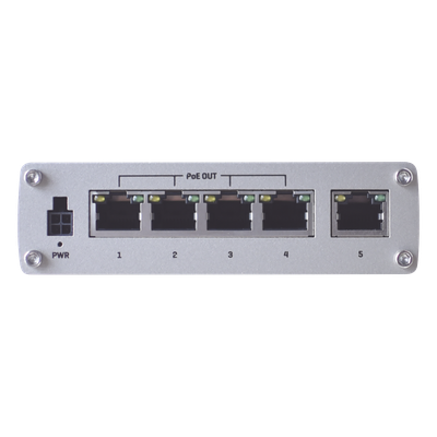 Switch Industrial No-Administrable / 5 Puertos Gigabit / 4 Puertos PoE+ 802.3af/at / 120W Total / -40°C a 75°C / Riel DIN / 115x32x95 mm (4.5x1.3x3.7 in)