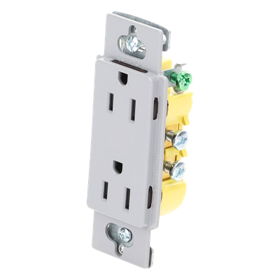 Contacto Dúplex de Pared / 15 A / 125 V / Placa Frontal Gris / Instalación Sin Tornillos Visibles / Compatible Multi-Gang