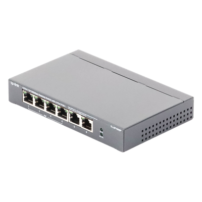 Switch PoE no administrable / 6 puertos 10/100 Mbps / 4 puertos PoE 802.3af/at / Presupuesto 67 W / Extensor hasta 250 m (820 ft) / Prioridad video