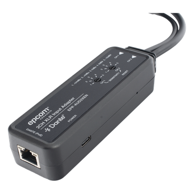 Extensor de Audio / 2 Canales XLR Balanceada/No Balanceada / Salida Digital Dante® / Latencia 1/2/5 ms / Ancho de Banda 100 Mbps / PoE y USB-C