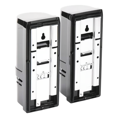 Barrera Fotoelectrica Perimetral / Doble Haz Infrarrojo 100 m (328.1 ft) / Alineacion LED ±90° / IP55 / Relé Forma C / Consumo 46 mA