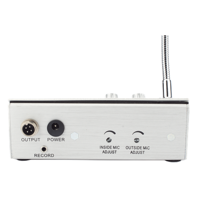 Sistema de Intercomunicación de Ventanilla / Audio Bidireccional / Captación 50 cm / Micrófono Dual Interior y Exterior / Carcasa de Aluminio Espacial / 12V / 2W