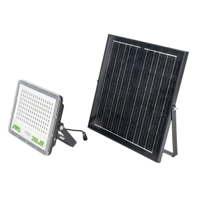 Reflector LED Solar / 200 W / Luz Blanca Fría 6500 K / Ángulo 120° / IP65 / Batería 3.2 VCD