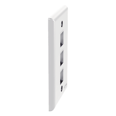 Placa de Pared Vertical / 3 Puertos Keystone / ABS / 69.8 x 114.3 mm / 2.75 x 4.5 pulg. / Blanco