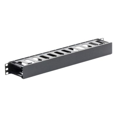Organizador de Cables Horizontal / 1U / Rack 19" / Plástico ABS Resistente / Pintura Electrostática Negra