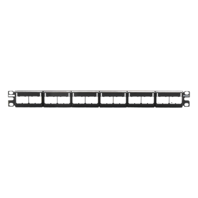 Panel de Parcheo Modular / 24 Puertos / 1UR / Plano / Sin Blindaje / Mini-Com / 19 Pulgadas