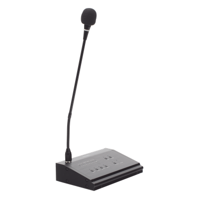 Micrófono de Voceo / 4 Zonas / Comunicación 1 km (3280.8 ft) / Conexión RJ45 / Medidor de Nivel 10 Segmentos / Alimentación 24V DC