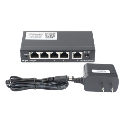 Switch Administrable / 5 Puertos Gigabit / Capacidad 10 Gbps / Gestión Cloud y Móvil / 16 VLANs / 5W Máximo