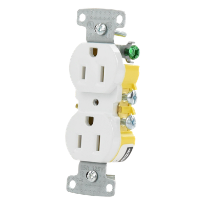 Contacto Dúplex Residencial / 15A / 125V / 2P 3H / NEMA 5-15R / 0.93' x 4.19' x 1.52' / Blanco