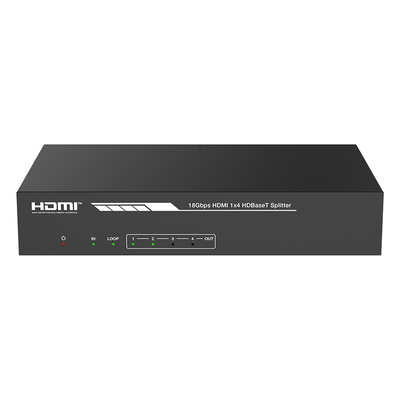 Splitter HDMI HDBaseT / 1x4 Distribución / 4K@60Hz 4:4:4 / Alcance 120 m (393.7 ft) en 4K / 150 m (492.1 ft) en 1080p / PoC / Audio Extraíble / EDID Avanzado / IR y RS232