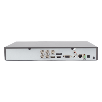 DVR Pentahíbrido / 8 Canales Totales / 4 TURBOHD + 4 IP / 8 Megapixel (4K) / Reconocimiento Facial / AcuSense / H.265+ / 1 Bahía HDD 10 TB / Audio Bidireccional Coaxitron / Salida Full HD