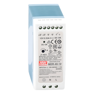 Fuente de Poder Riel DIN / 12VCC / 40W / Entrada Universal 85-264VAC / 1.57 x 3.54 x 3.94 in