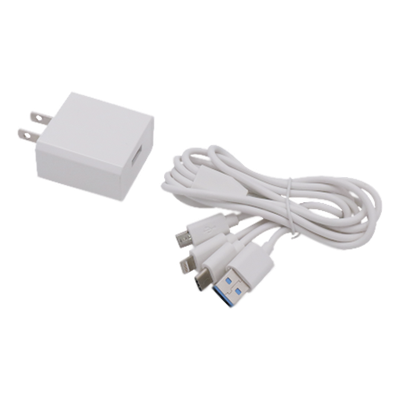 Cargador de Pared USB / 3 Puertos / Salida 5 Vcc 2 A / Cable Extensor 1.2 m (3.9 ft) / Entrada Universal 100-240 Vca / Multi-conector