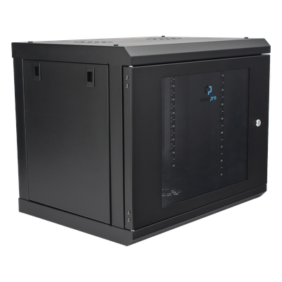 Gabinete de Pared 9U / 19" Rack / Cristal Templado / 455 mm Profundidad (1.49 ft) / Acero Reforzado / 80 kg Carga