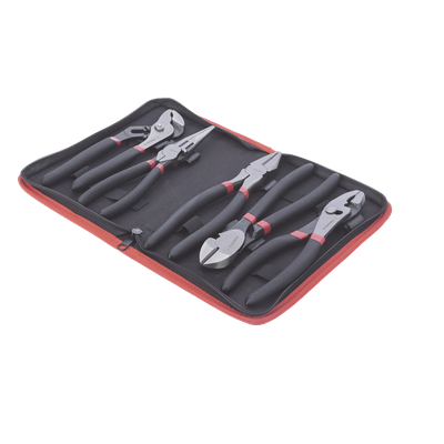 Juego de Pinzas / 5 Piezas / 8" (203.2 mm) / Acero / Mango Antiderrapante / Estuche Plástico