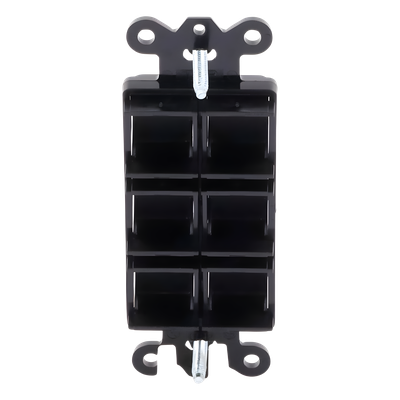 Marco de 6 Puertos / Conectores RJ45 Cat 3/5e/6 / Fibra Óptica MT-RJ SC LC ST / Coaxial F y BNC / Acabado Satinado Midnight