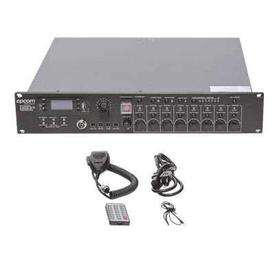 Controlador de Evacuación por Voz / Amplificador 500 W / 8 Zonas Independientes / Expansible a 128 Zonas / Salida 100 V / Reproductor MP3 / Radio FM