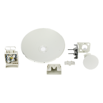 Antena direccional tipo plato / 25 dBi / 5.150-7.125 GHz / MIMO 2X2 dual-pol / IP67 / 7° haz / Acero con pintura en polvo