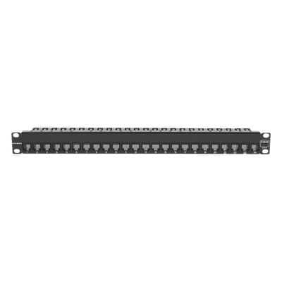 Patch Panel UTP de 24 Puertos / Categoría 6 / Plano / 1UR / Precargado con Jacks Z-MAX / Acero 18 Gauge