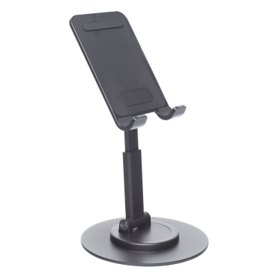 Soporte para Dispositivo Móvil / Rotación 360° / Altura Ajustable 17-20 cm (6.7-7.9 in) / Ángulo 0-130° / Plegable 4.32 cm (1.7 in) / Aluminio