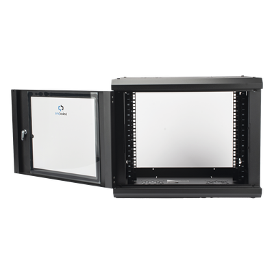 Gabinete de Pared 9U / 19" Rack / Cristal Templado / 455 mm Profundidad (1.49 ft) / Acero Reforzado / 80 kg Carga