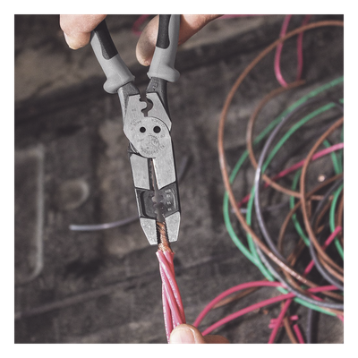 Pinza Híbrida / 3 en 1 Cortar-Pelar-Ponchar / 8" (20.3 cm) / Cable Sólido 10-14 AWG / Cable Trenzado 12-16 AWG / Pernos 6-32 y 8-32
