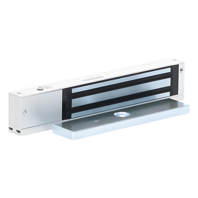Chapa Magnética Electromagnética / 600 lbs / Antisabotaje / Sensor de Estado / LED Indicador / Aluminio Anodizado / 12/24 VCC